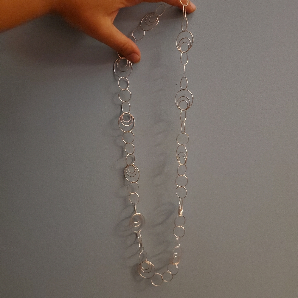 Sterling silver hoop chain necklace